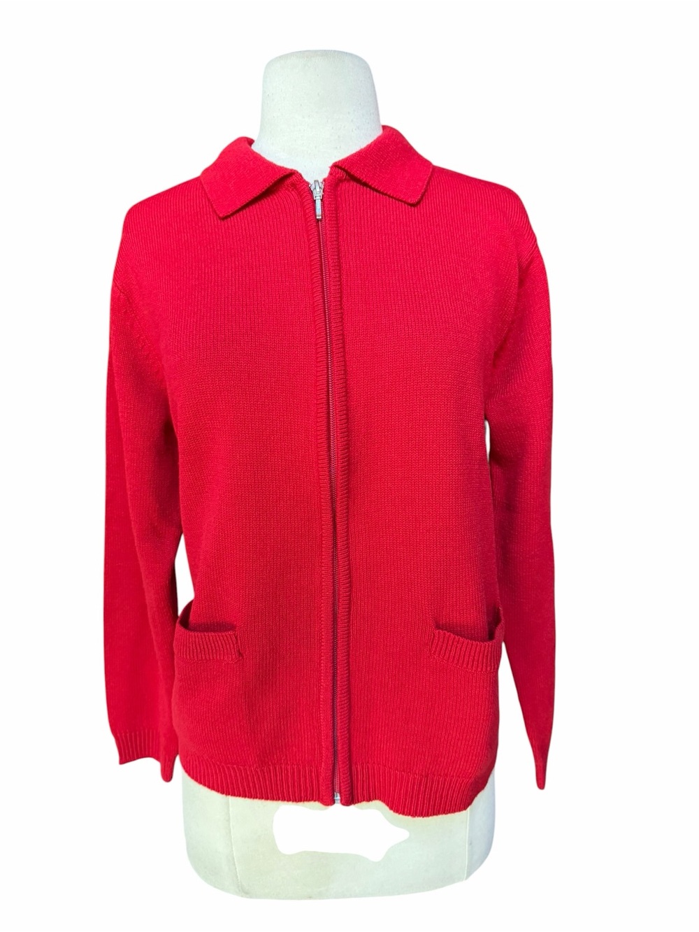 1990s Allison Daley 100% Acrylic Full‎ Zip Cardigan